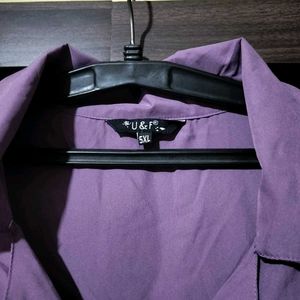 Vibrant mauve Button-Up Midi Dress