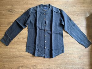 Men's Long Sleeve Band Collar Linen Shirt