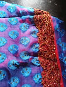 Blue and Red Festive Saree