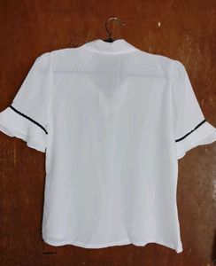 Chic White Bow Neck Blouse