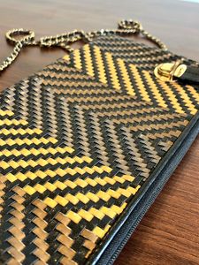 Woven Chevron Clutch with Chain Strap