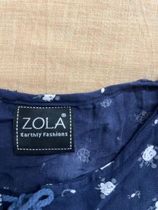 Navy Blue Floral Sleeveless Top