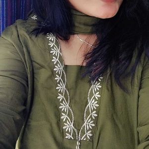 Olive Green Cotton Kurta