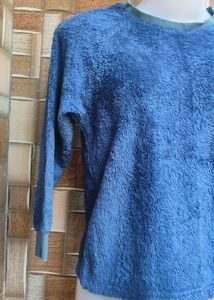 Cozy Blue Plush Pullover Sweater