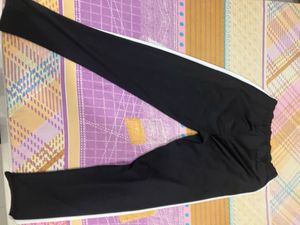 Black &amp; White Striped Track Pants