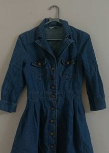 Blue Denim Button-Up Dress