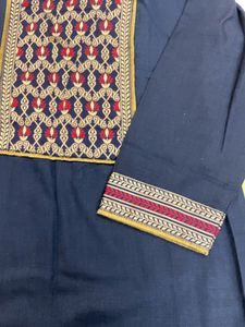 Navy Blue Straight Kurta -Indo era