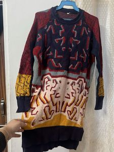 Patterned Knit Sweater Dress