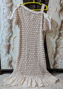 Elegant Lace Cold Shoulder Dress✨