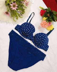 Blue Polka Dot Bra & Brief Set