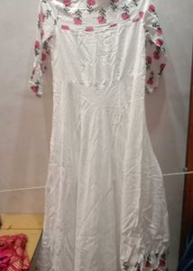 white flower print anarkali/gown