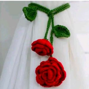 Handmade Crochet Rose Curtain Tie-Back