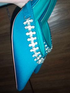 Stunning Teal Embellished Mules