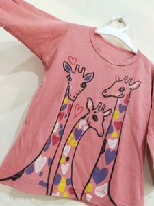 Kuchipoo Giraffe Family Full Sleeves Top For 1-2