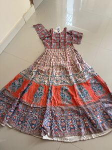 Vibrant Printed silk Anarkali