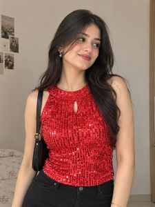 Sparkling Red Sequin Blouse