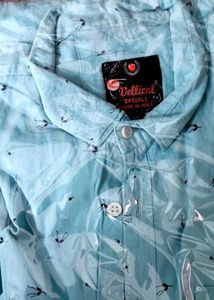 Men's Blue Printed Casual Shirt