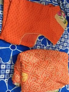 Vibrant Orange Bandhani Saree