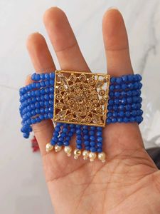 Royal Blue Beaded Choker Set