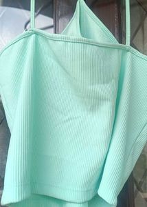 Mint Green Halter Neck Crop Top