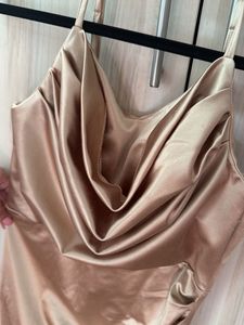 Satin Cowl Neck Mini Dress