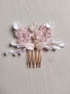 Pearl Beaded with flower design Fancy Hair Comb