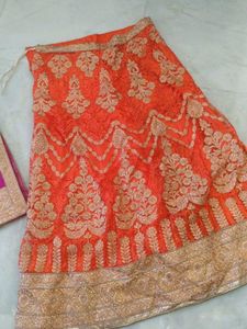 Orange Embroidered Lehenga Choli
