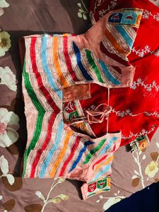 Beautiful Red Embroidered Saree