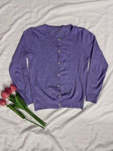 Lavender Button-Up Cardigan