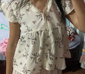 Chic Floral Print Peplum Top