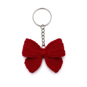 Handmade Red Crochet Bow Keychain