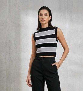 Striped Sleeveless Knit Top