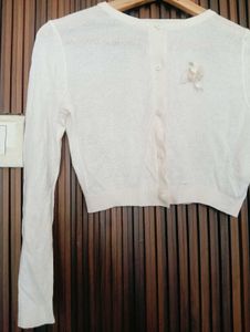 Cream Cropped Cardigan