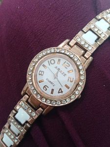 Elegant Rose Gold Watch &amp; Bangles Set