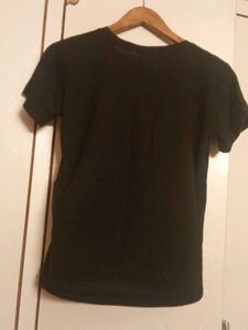 Black T-Shirt with Floral Print