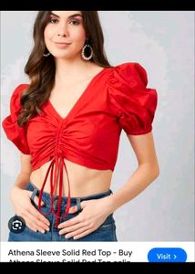 Stylish Red Ruched Crop Top