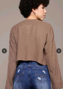 ROADSTERS Ribbed Lace-Up Crop Sweater
