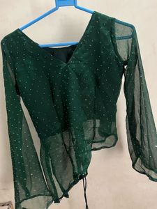 Stunning Green Embellished kurti