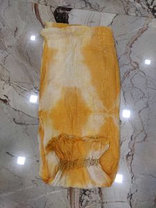 Yellow Tie-Dye Dupatta with Gold Accents