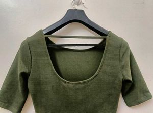 Olive Green Fit &amp; Flare Dress
