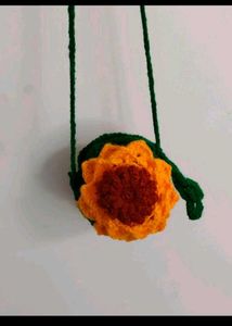 Crocheted Sunflower Crossbody Bag