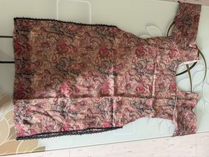Paisley Print Blouse with Lace Trim