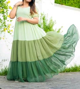 Multi Green Flowy Tiered Maxi Dress💚