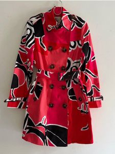 Abstract Print Trench Coat