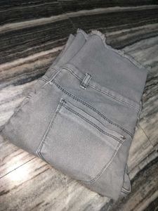 High-Waisted Grey Jeans