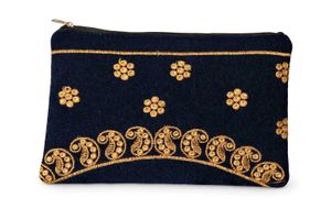Black Embroidered Clutch