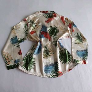 premium Silk Tropical Leaf Print longue wear