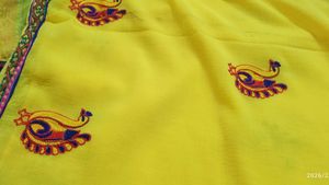 Bright Yellow Designer Saree