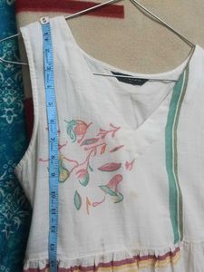 White Sleeveless Midi Dress with Embroidery