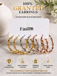 3 pairs Twisted Hoop Earrings Set